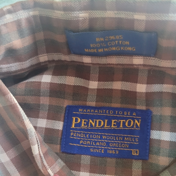 Pendleton Men's Large Brown Windowpane Long Sleeve Button Down Casual Comfy - Picture 4 of 8
